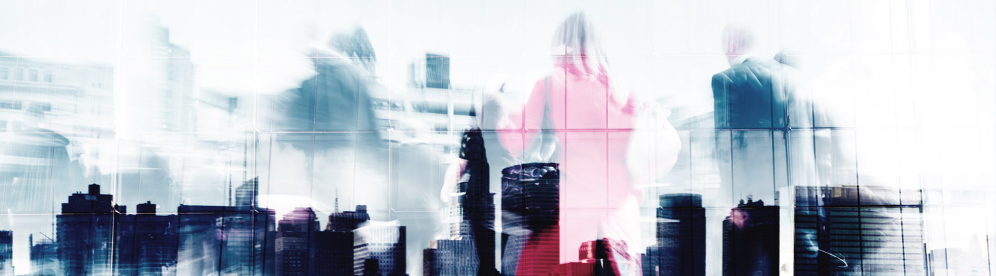 Abstract image of business people walking on the street