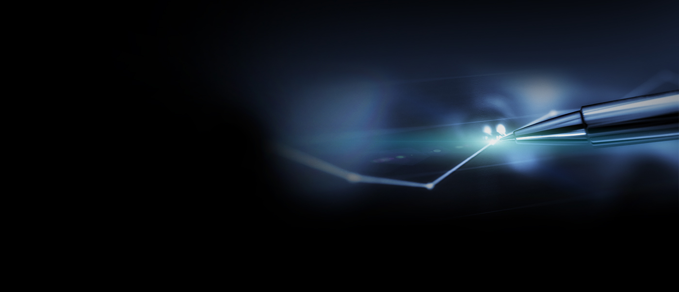 Digital pen making contact with line graph on screen