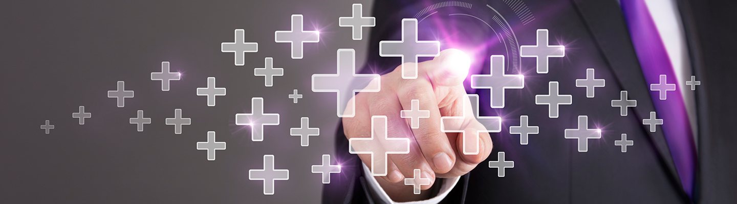 Businessman using touch screen